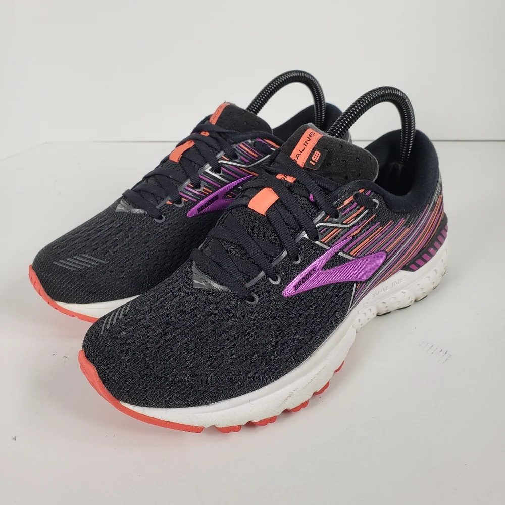 Brooks Adrenaline GTS 19 Womens Running Shoes Size 8.5 Black Purple 1202841D080 - Picture 2 of 7